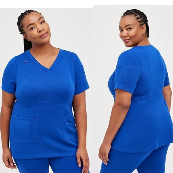 Torrid Tops - Torrid Womens NWT Cupro Blue #Torridstrong Waistband Raglan Scrub Top 1X